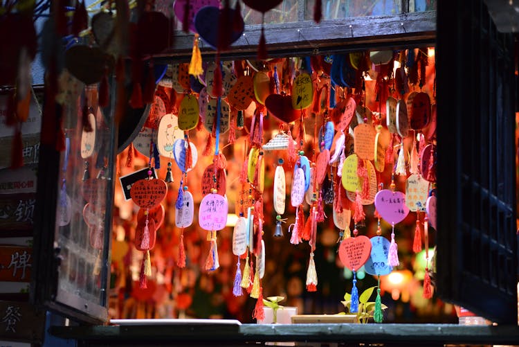 Close Up Of Colorful Articles On Street Market