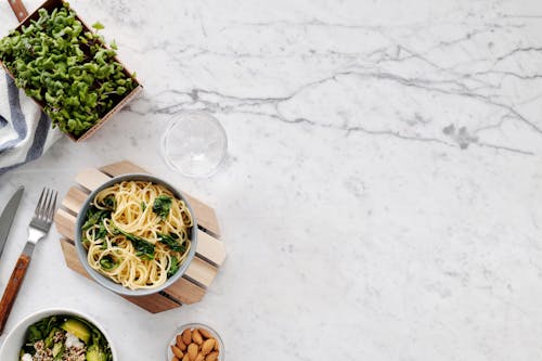 Pasta in Gray Ceramic Bowl