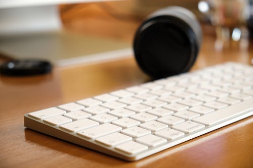 White Computer Keyboard in Close Up Shot