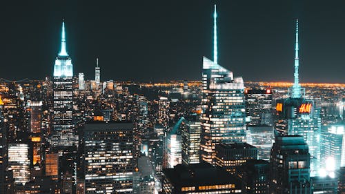 High-angle Photography of Lighted Concrete Buildings