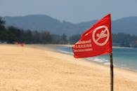 Swimming Prohibition Flag on Beach