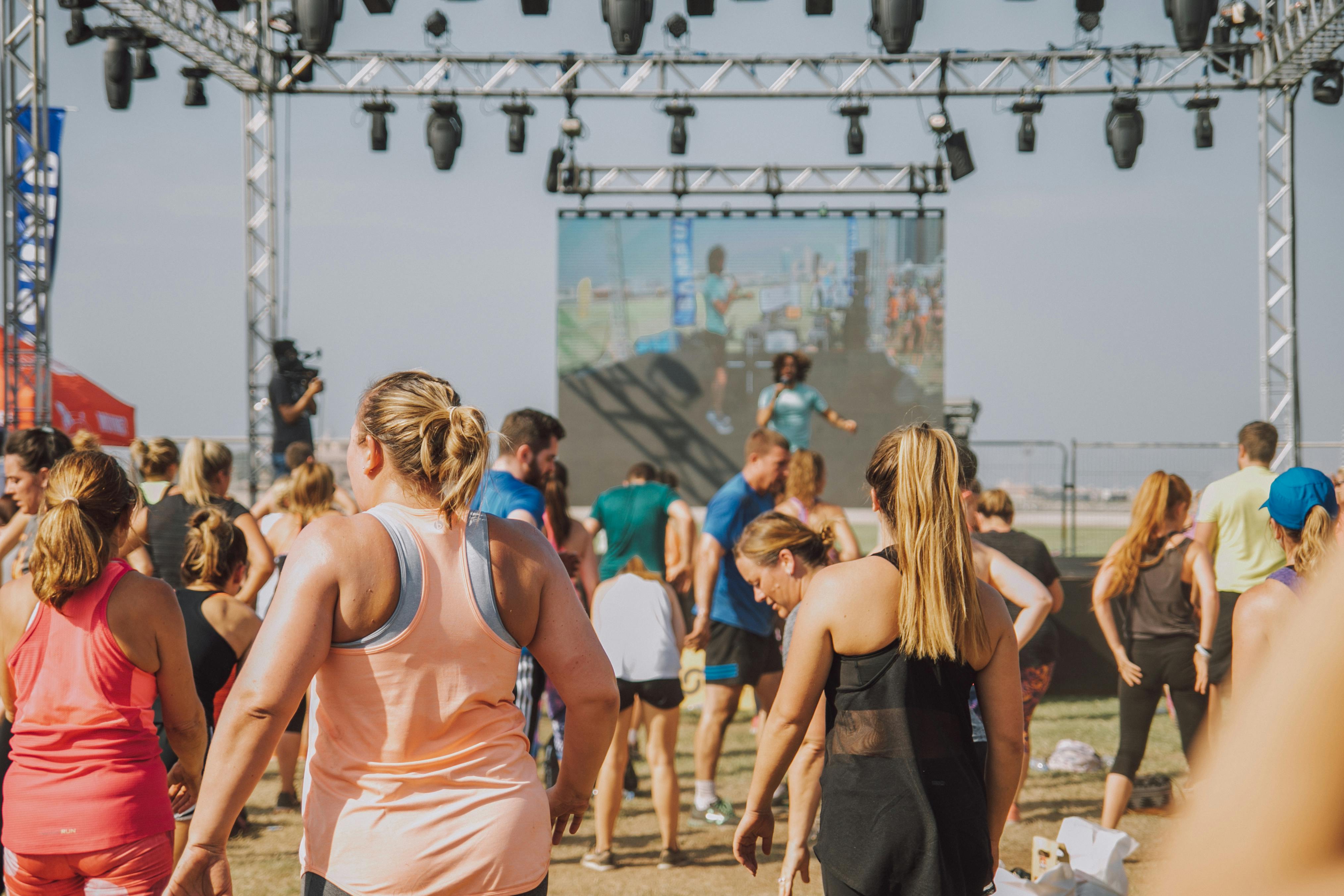 People socializing at fitness and sporting venue