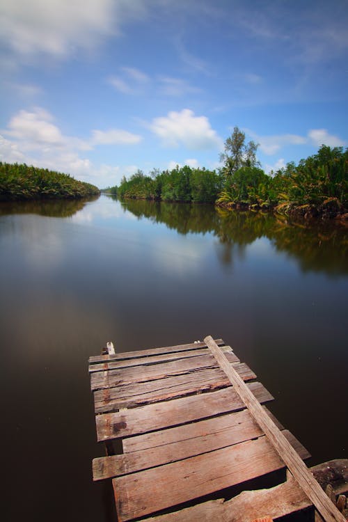 Brown Holz Dock Auf Gewässer