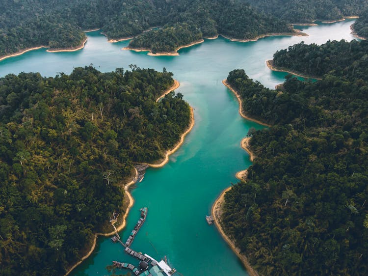 Calm Turquoise Stream Of River In Jungle