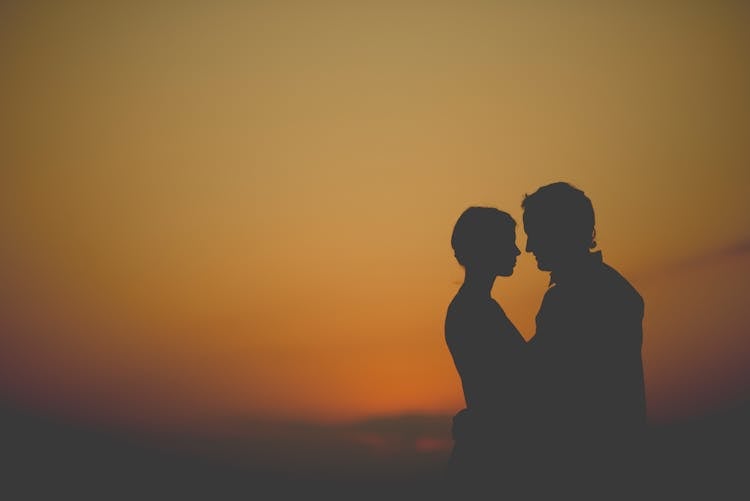 Silhouette Of Man And Woman During Sunset