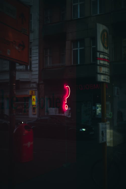 Free stock photo of frage, neonlicht, rot