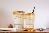 Two Clear Drinking Glasses With White Liquid