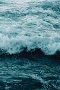 Foamy sea waves in stormy weather