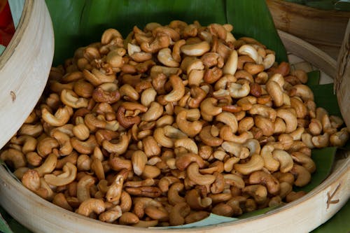 Cluster of Cashew Nuts on a Winnowing Basket