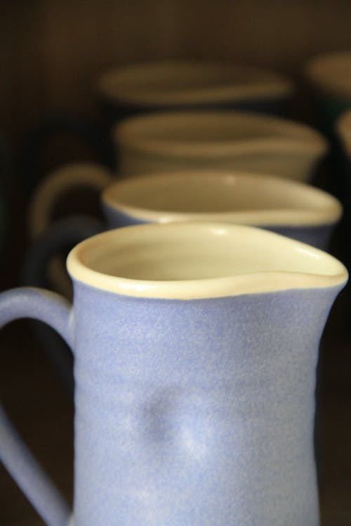 Free Close-up View of Porcelain Mugs Stock Photo