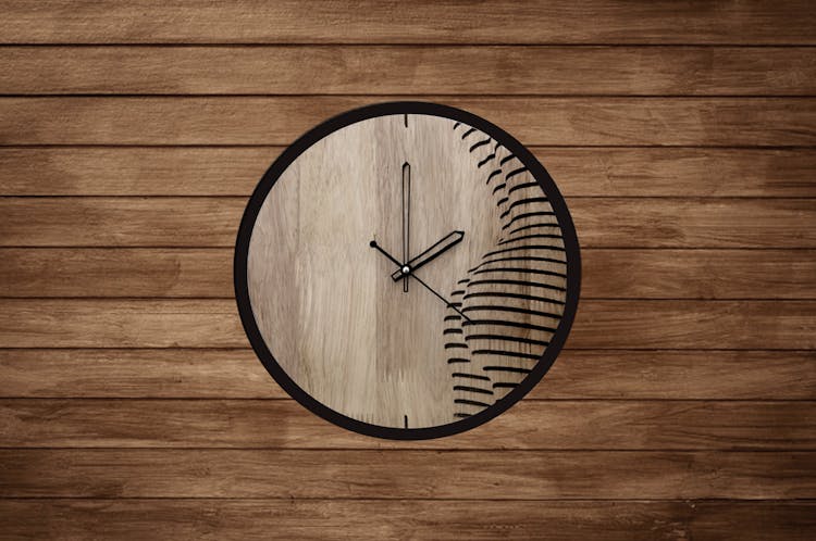 Brown Wooden Round Wall Clock