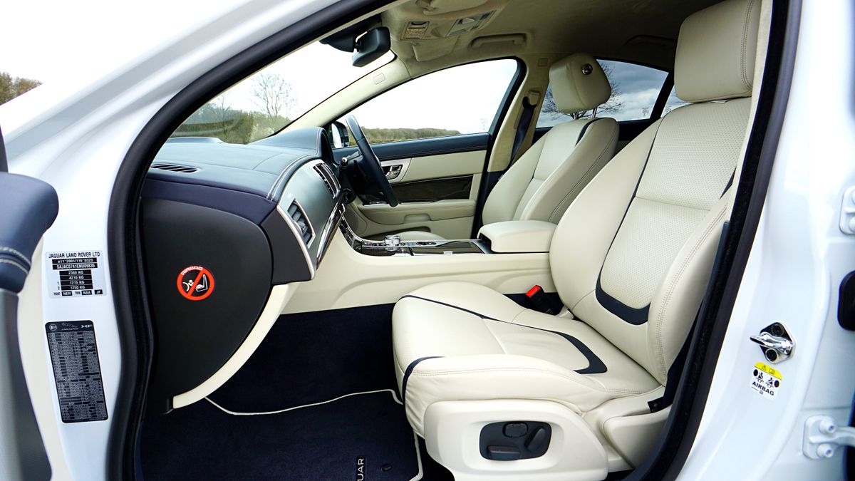 Custom-fit leather car seat cover close-up