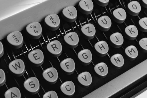 Free Black and white close-up of classic typewriter keys, emphasizing vintage design. Stock Photo