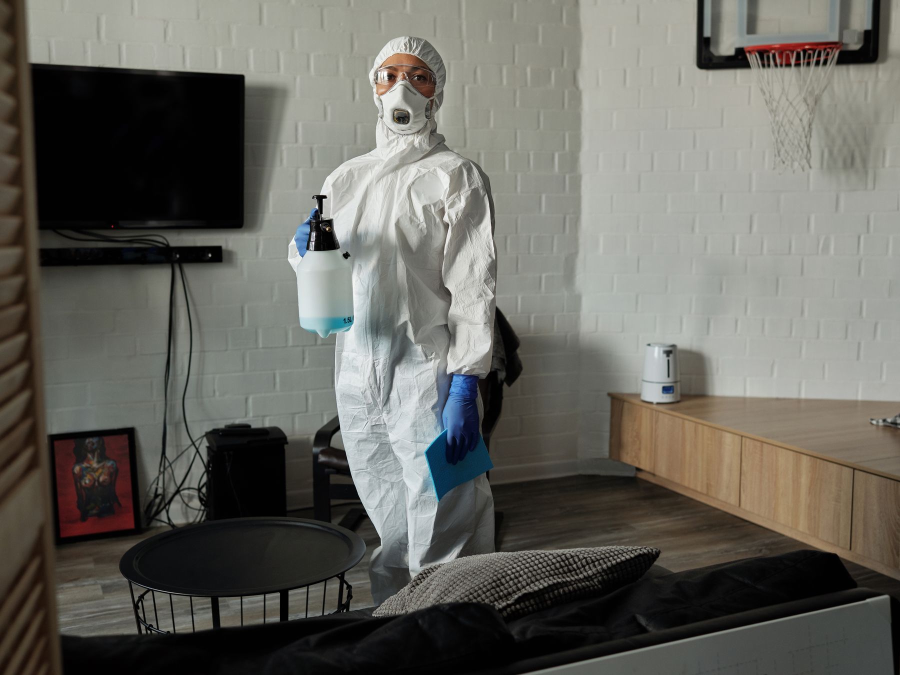 Kitchen Spraying in Ponders End — dust sheets down and the room fully protected