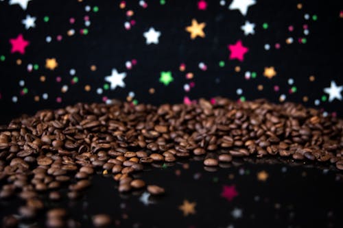 Coffee Beans on a Starry Background