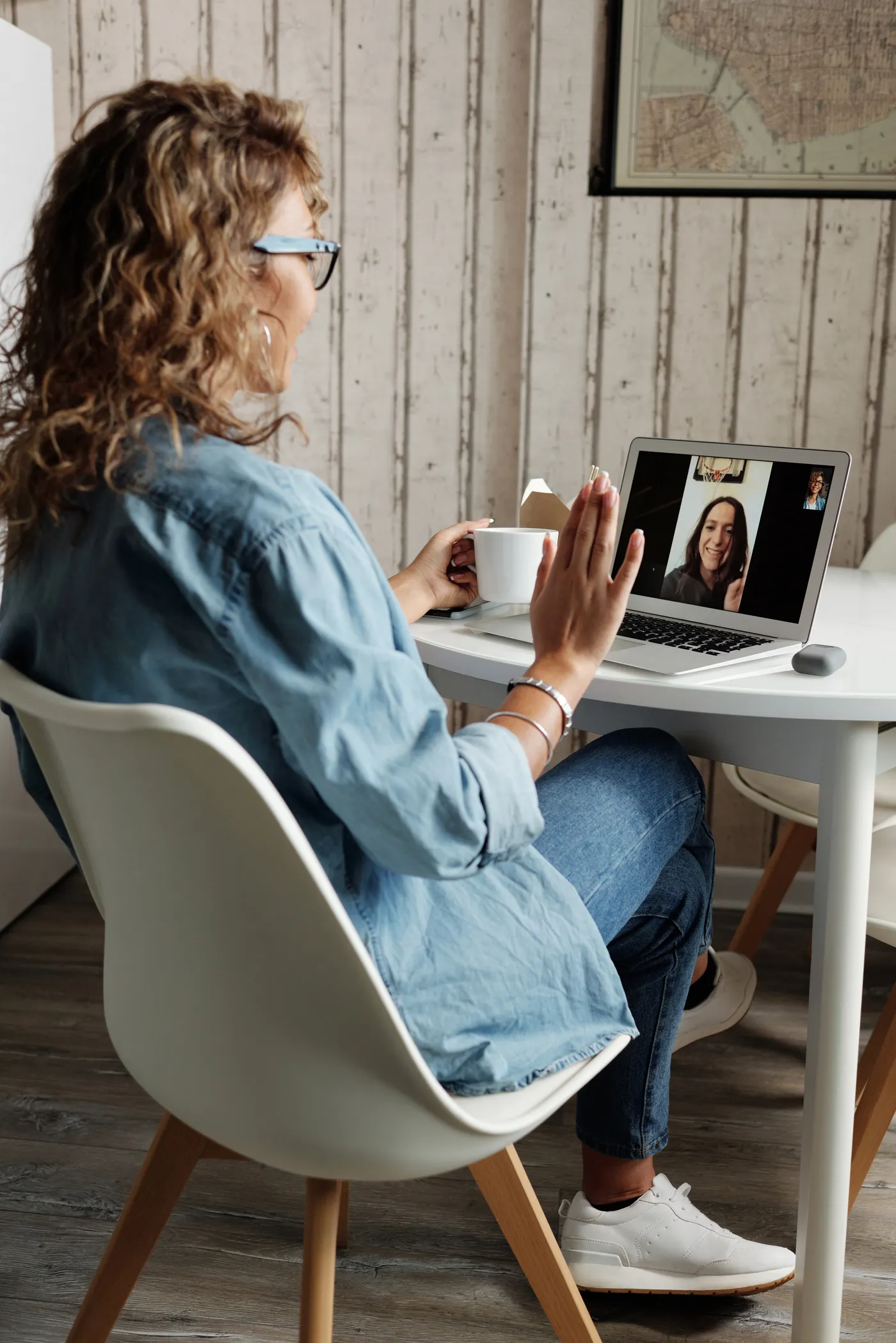 Woman using a laptop for a video call