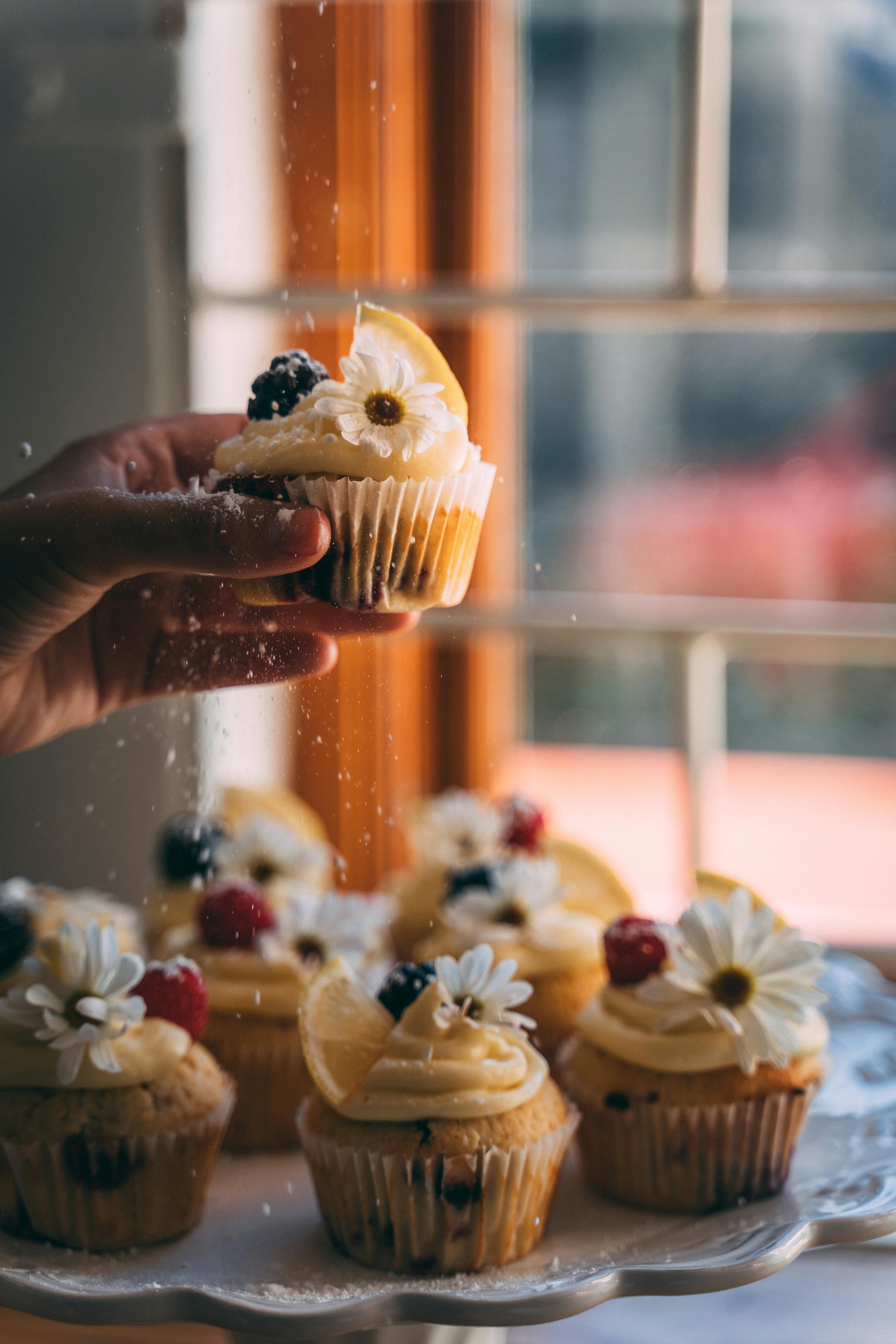 Person Holding Cupcake With White Icing · Free Stock Photo