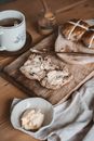Toast with Spread on Wooden Chopping Board