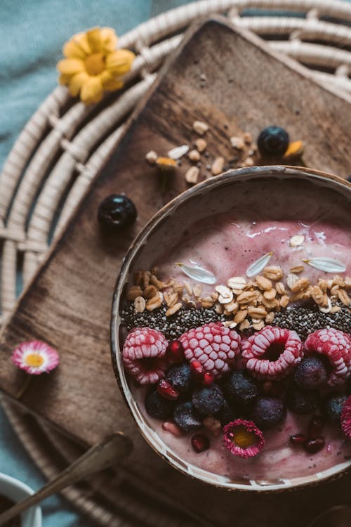 Acai Bowl on a Wooden Tray