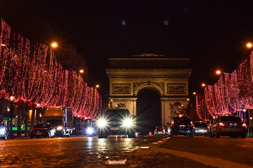圣诞气氛, 在晚上的路, 城市之夜 的 免费素材图片