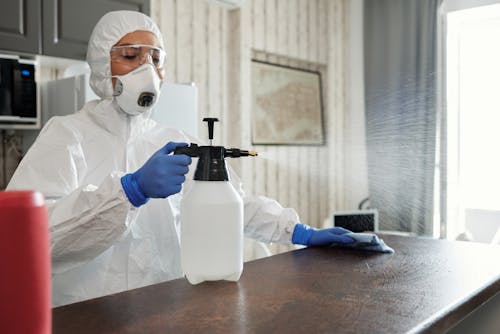 Free Photo Of Person Spraying Disinfectant Stock Photo