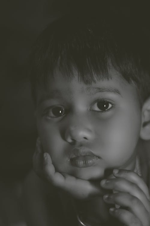 Monochrome Photo Of Child