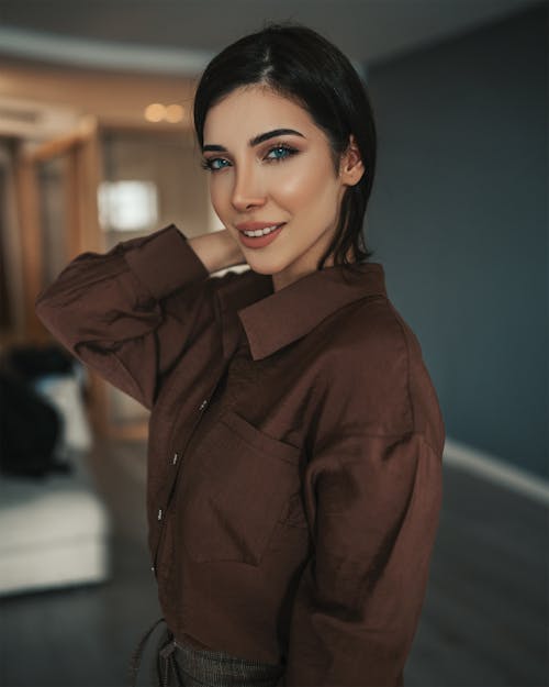 Photo Of Woman Wearing Brown Dress Shirt