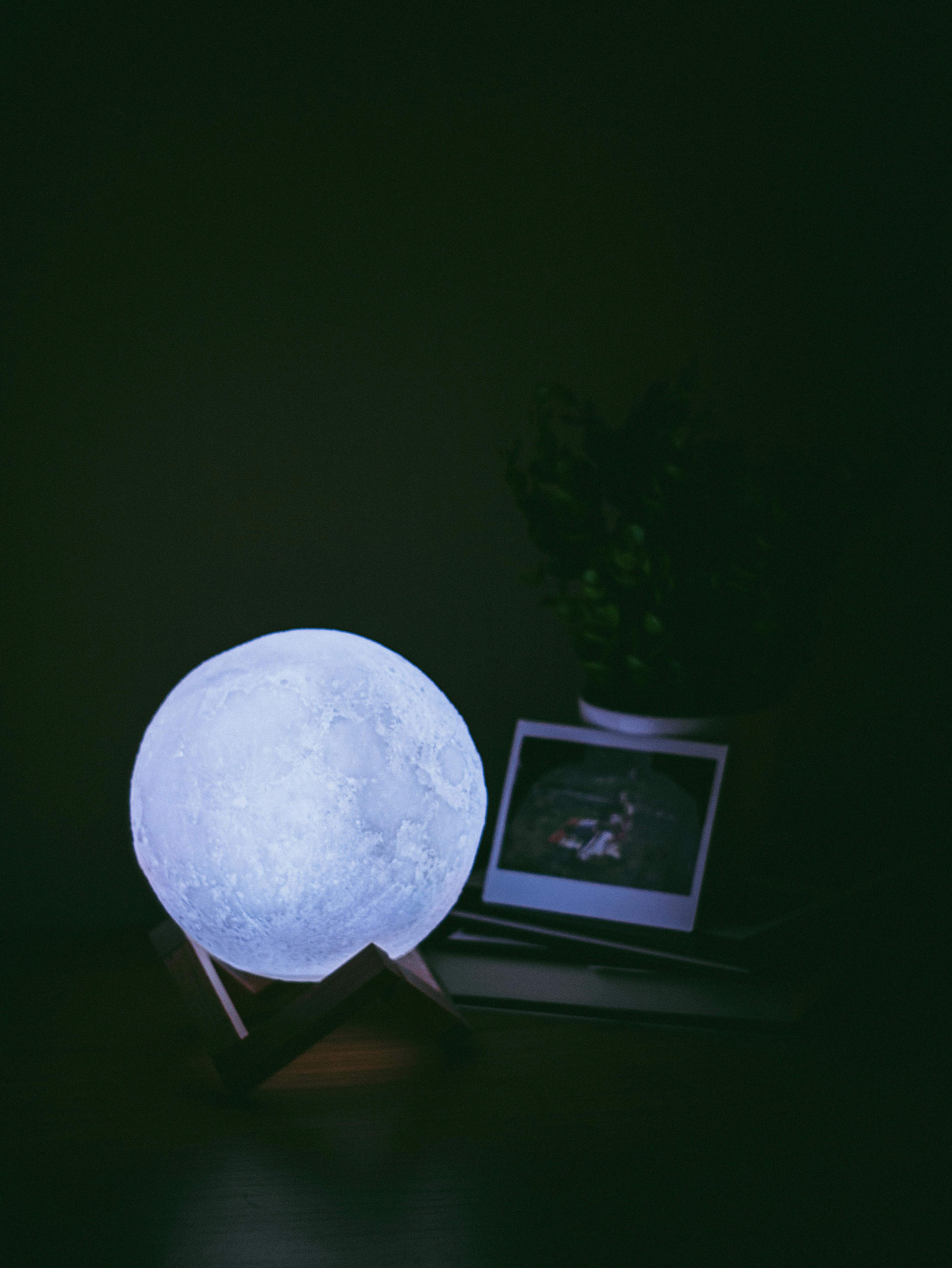 Moon Lamp Glowing in the Dark · Free Stock Photo