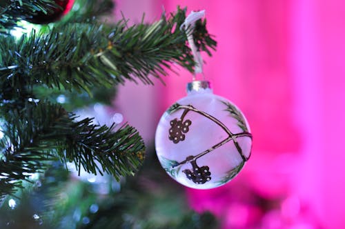 Close-Up Shot of a Christmas Ball on a Christmas Tree