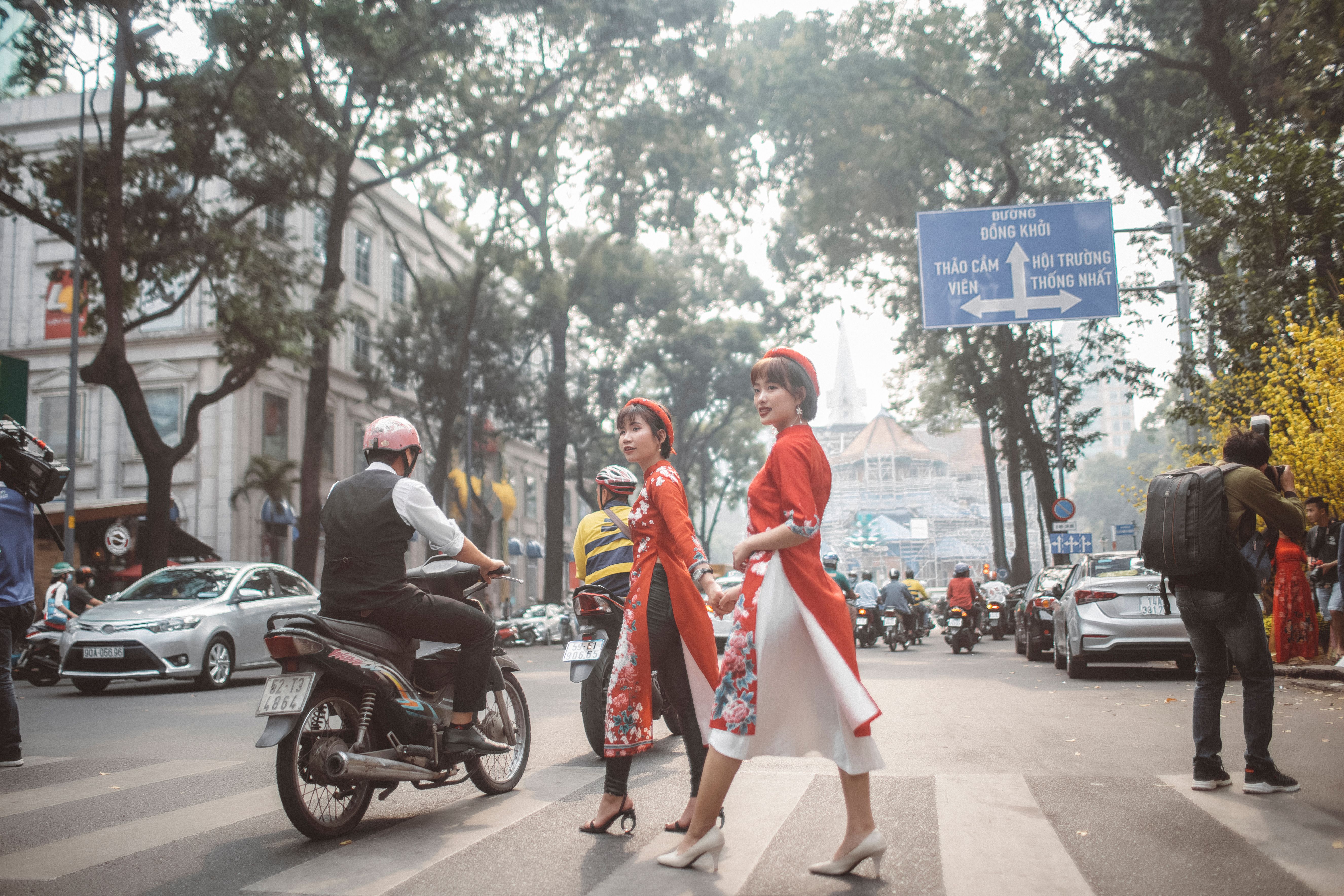 Two Women Crossing The Street · Free Stock Photo