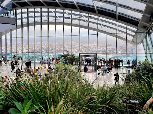Free People Inside The Sky Garden With View Of Cityscape Stock Photo