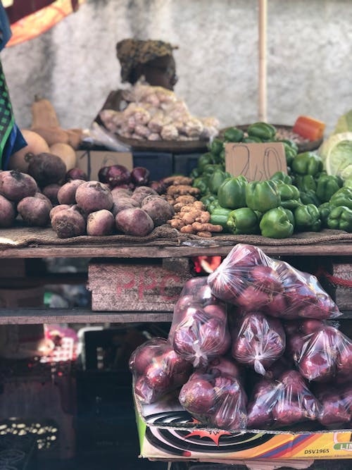 Assorted fresh raw vegetables for sale in local street market