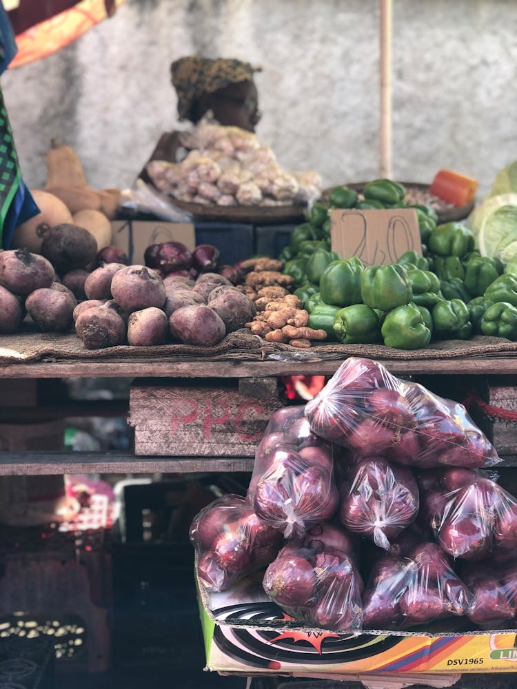 Assorted Fresh Raw Vegetables For Sale In Local Street Market