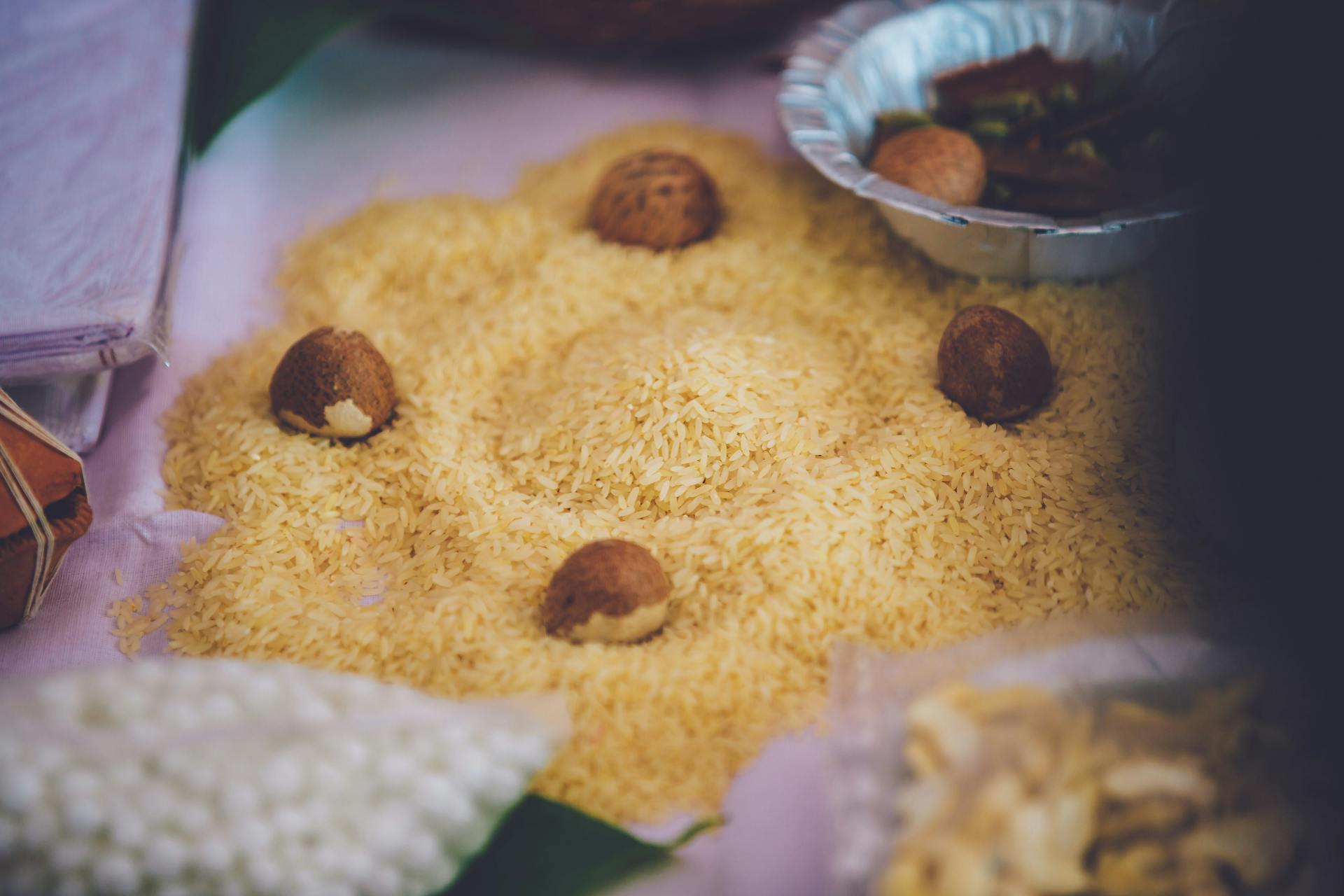 Close up on Rice and other Ingredients