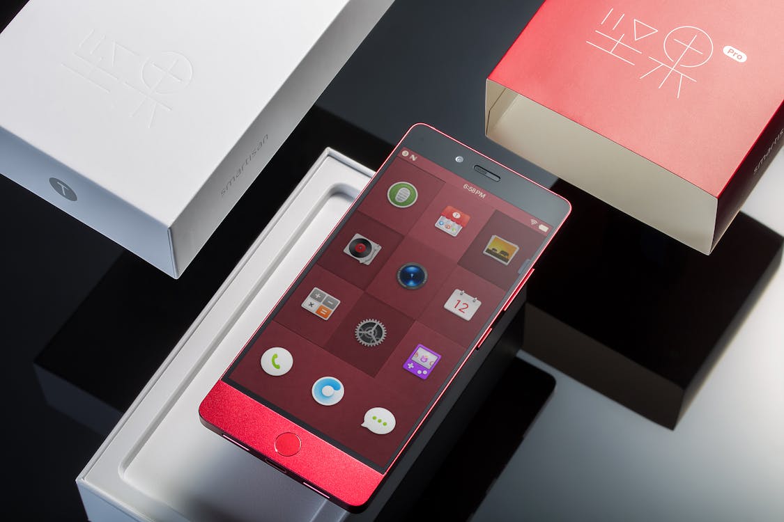 Red Android Smartphone With Box