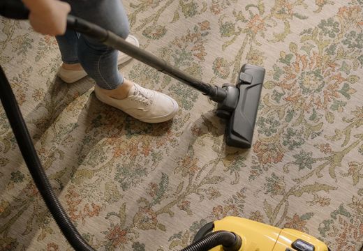 Vacuuming a patterned carpet at home