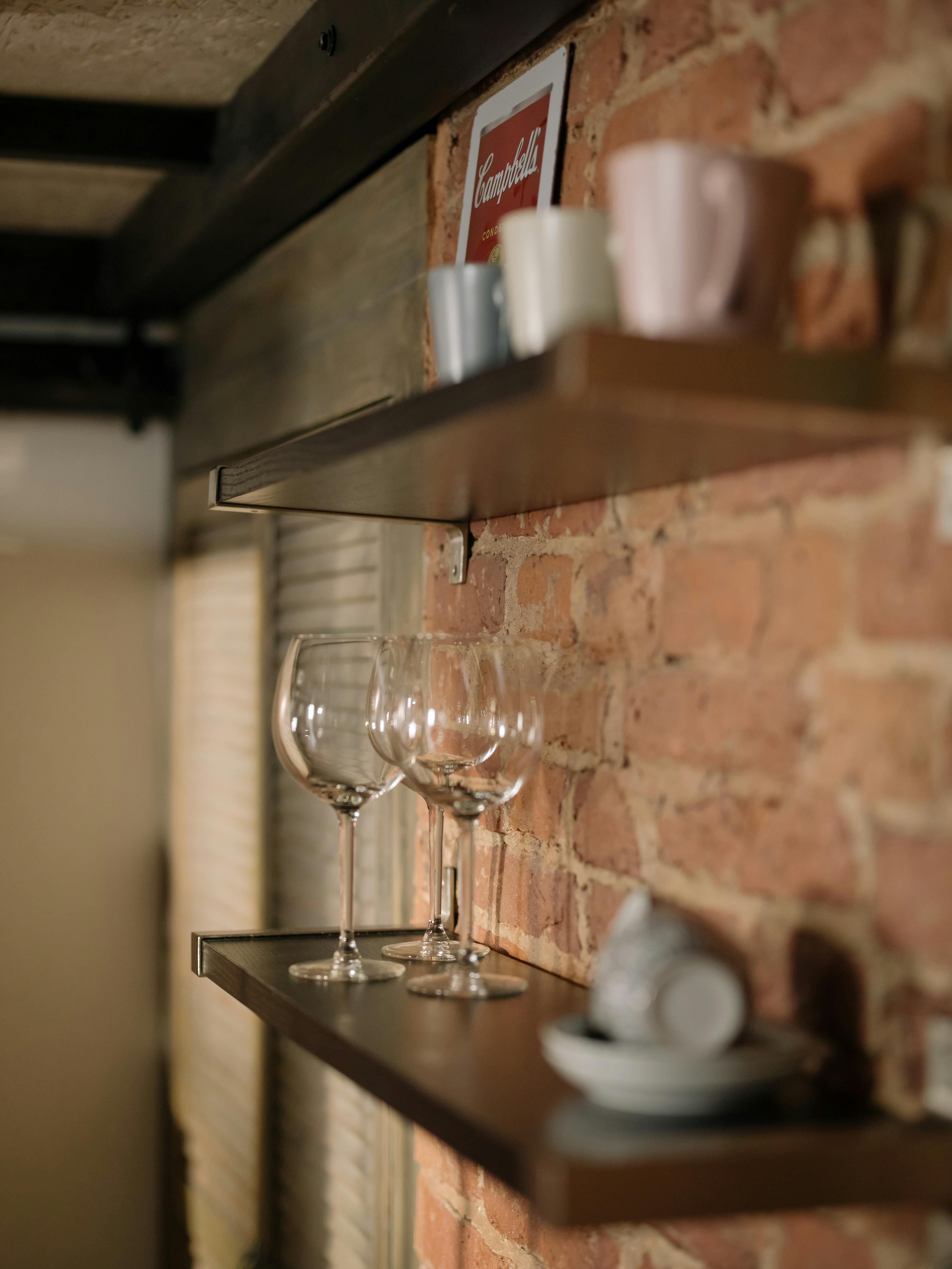 clear wine glass on table