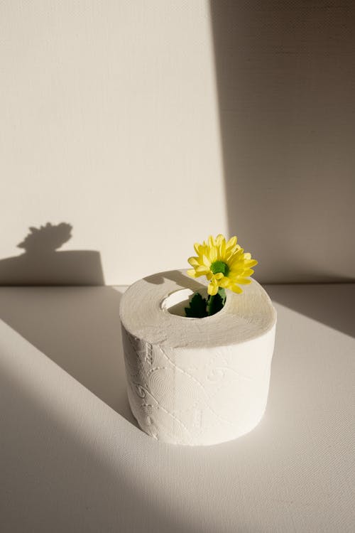 Free Yellow Flower on White Tissue Paper Stock Photo