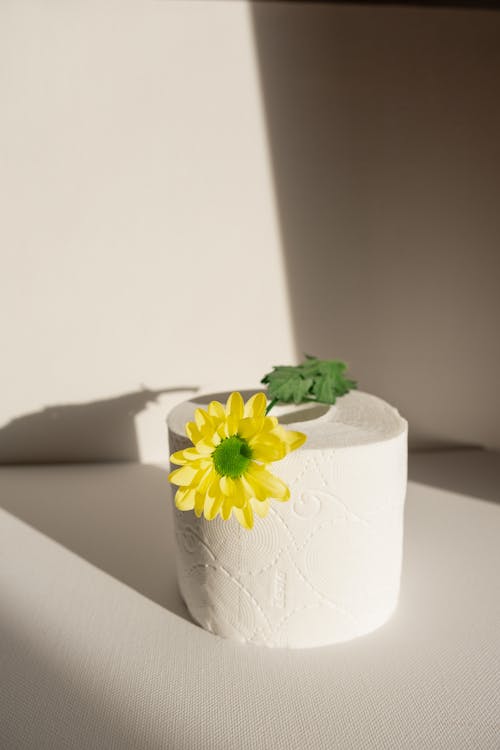 Yellow Flower on White Tissue Paper