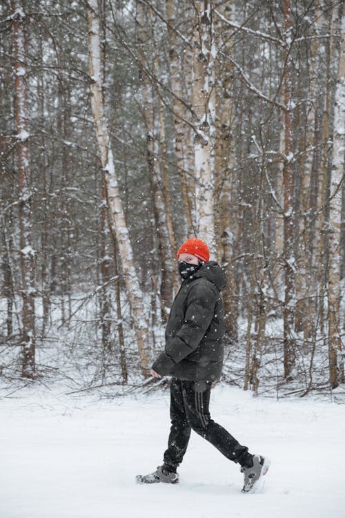 dikey atış, kar yağışı, kişi içeren Ücretsiz stok fotoğraf
