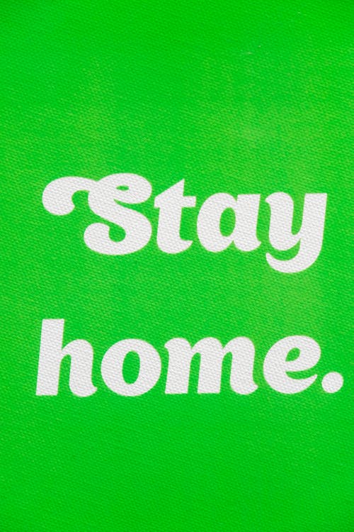 Stay Home Wallpaper On Green Background
