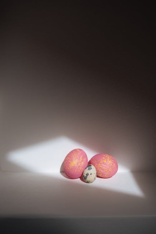Pink Easter Eggs and a Quail Egg