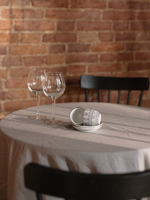 Free Clear Wine Glass on Table Stock Photo