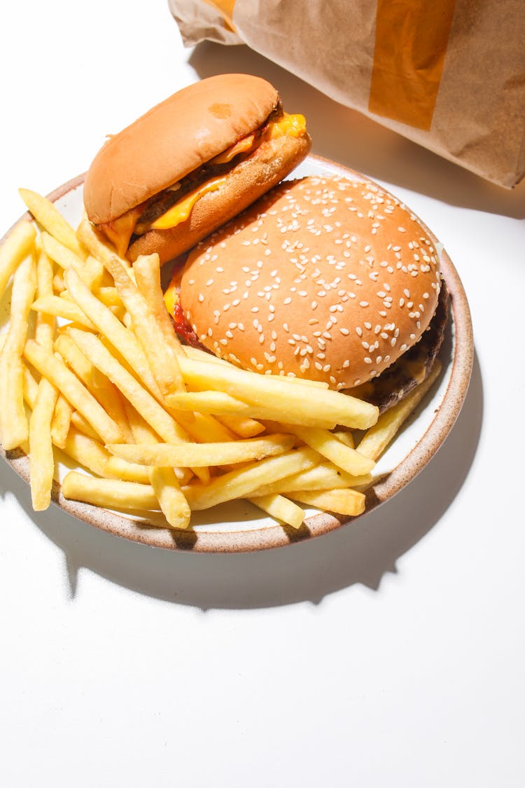 Burgers And Fries On A Plate