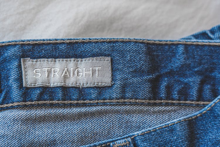 Blue Denim Jeans With Label