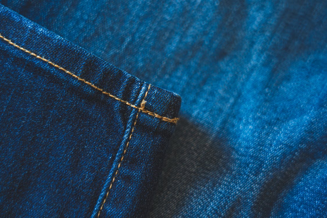 Free Blue Denim Jeans Texture With Seams Stock Photo