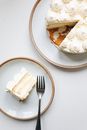 White and Brown Cake on White Ceramic Plate