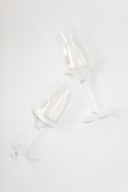 Free Clear Wine Glasses On White Background Stock Photo