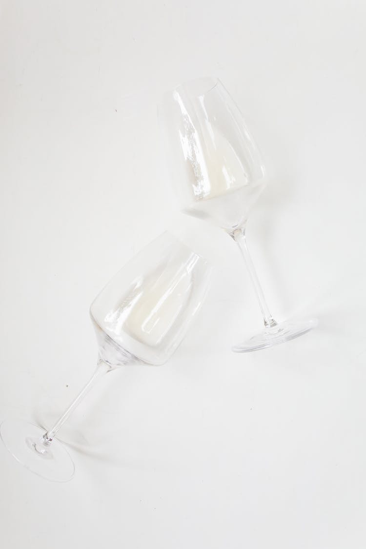 Clear Wine Glasses On White Background