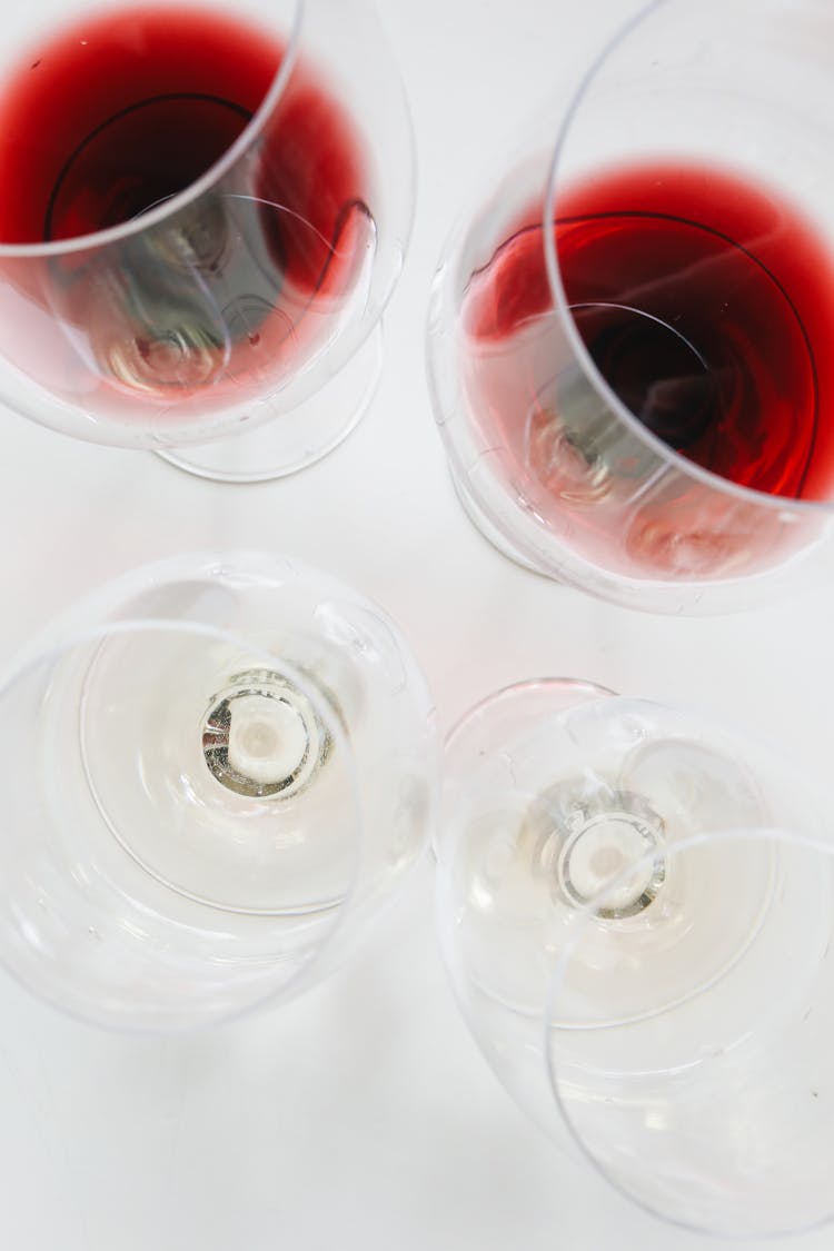 Clear Drinking Glasses With Red Wine